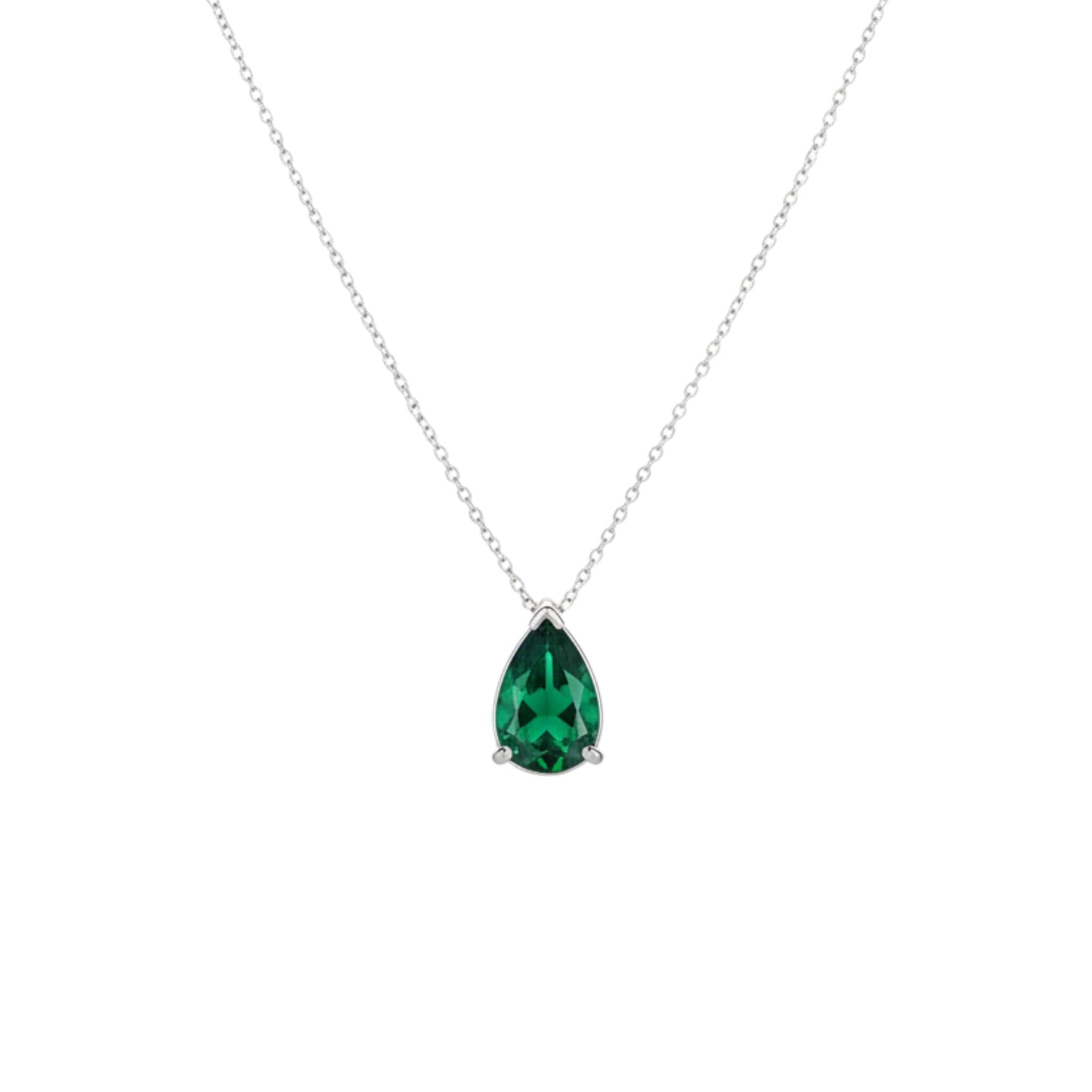 14Kt Gold Emerald Teardrop Necklace Pendant
