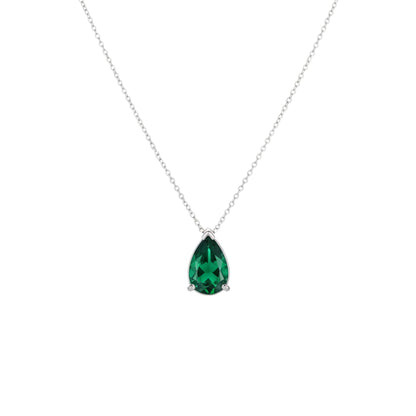 14Kt Gold Emerald Teardrop Necklace Pendant