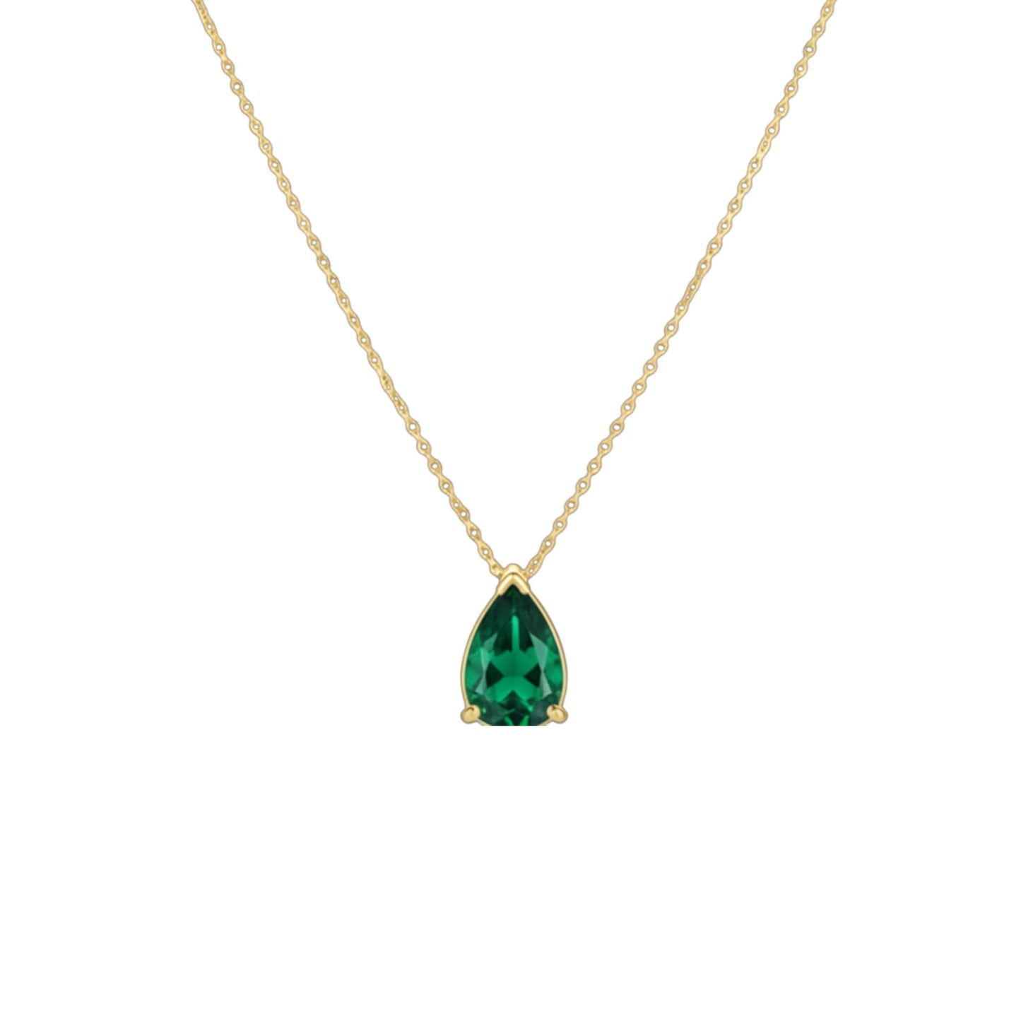 14Kt Gold Emerald Teardrop Necklace Pendant
