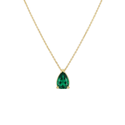 14Kt Gold Emerald Teardrop Necklace Pendant