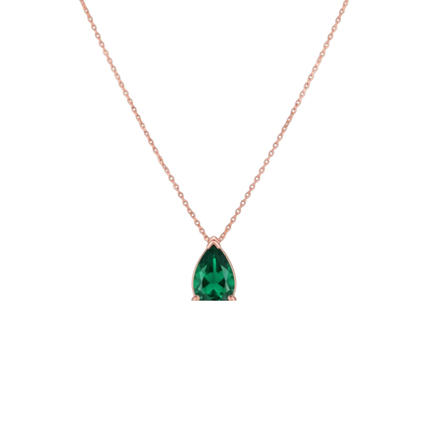 14Kt Gold Emerald Teardrop Necklace Pendant