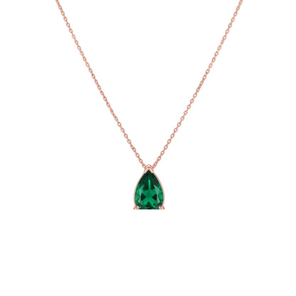 14Kt Gold Emerald Teardrop Necklace Pendant