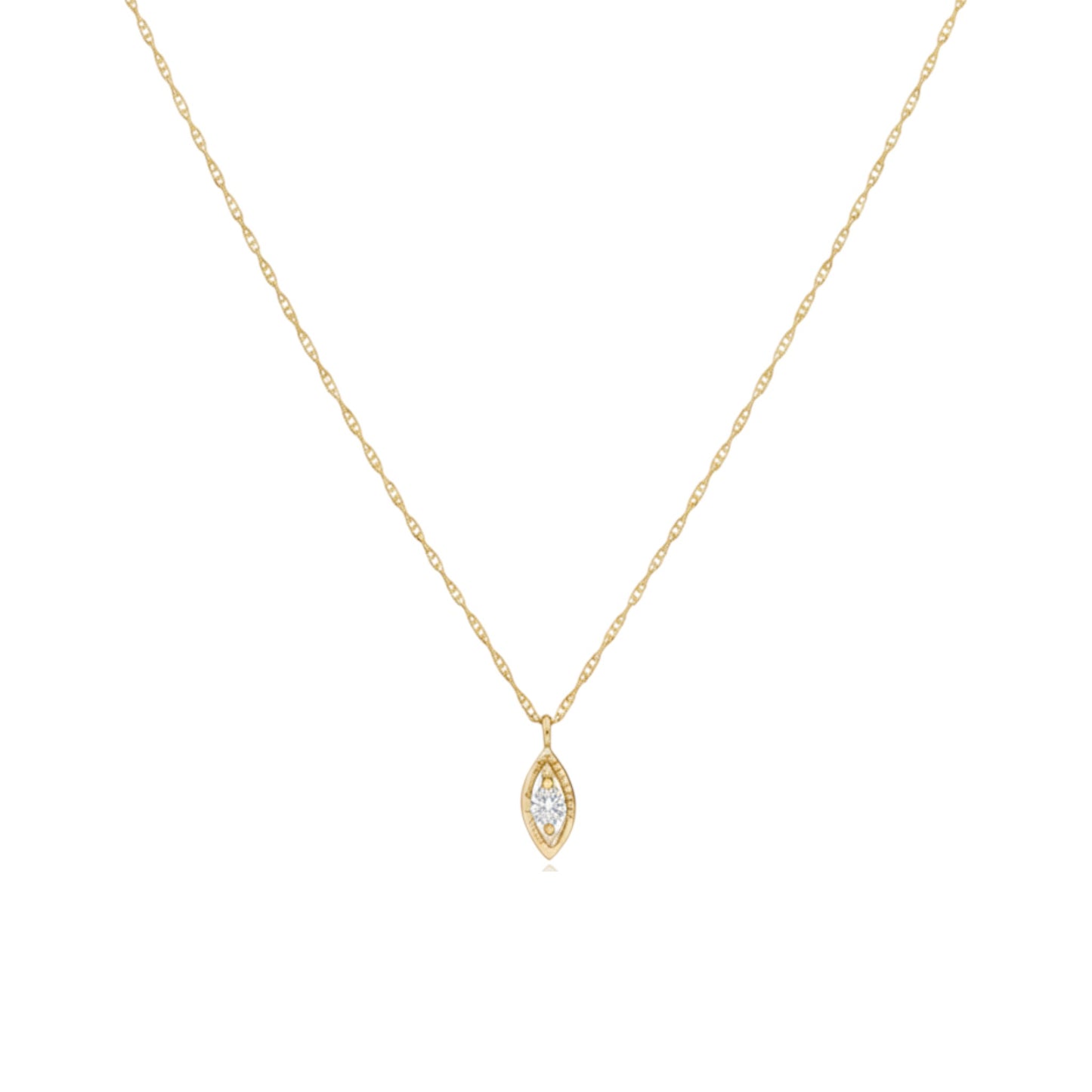 14Kt Gold Genuine Natural Diamond Evil Eye Pendant Necklace