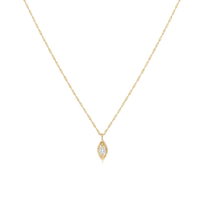 14Kt Gold Genuine Natural Diamond Evil Eye Pendant Necklace