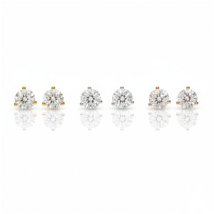 14Kt Gold 3 Prong Martini 0.15Ct Lab Grown Diamond Stud Earrings