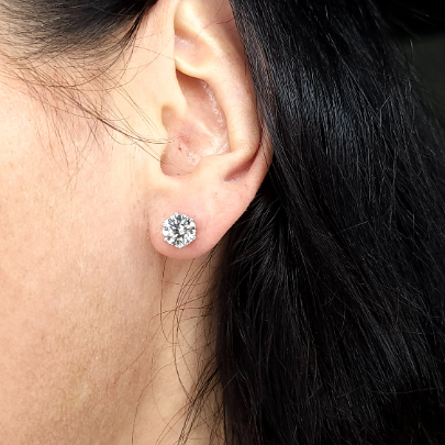 14Kt Gold 4 Ct Lab Grown IGI Certified Diamond 6 Prong Stud Earrings