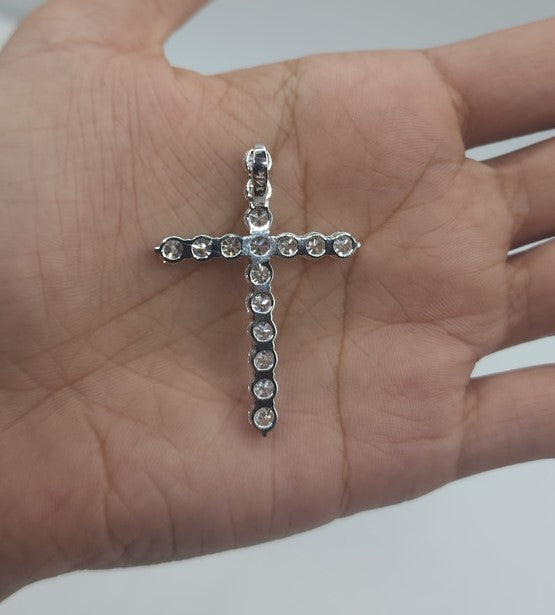 14Kt Gold 4 Ct Lab Grown Diamond Cross Pendant Necklace