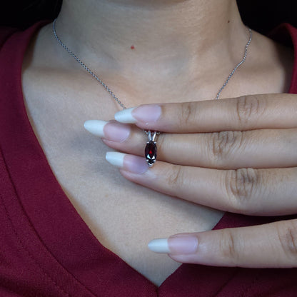 14Kt Gold Garnet Marquise Pendant