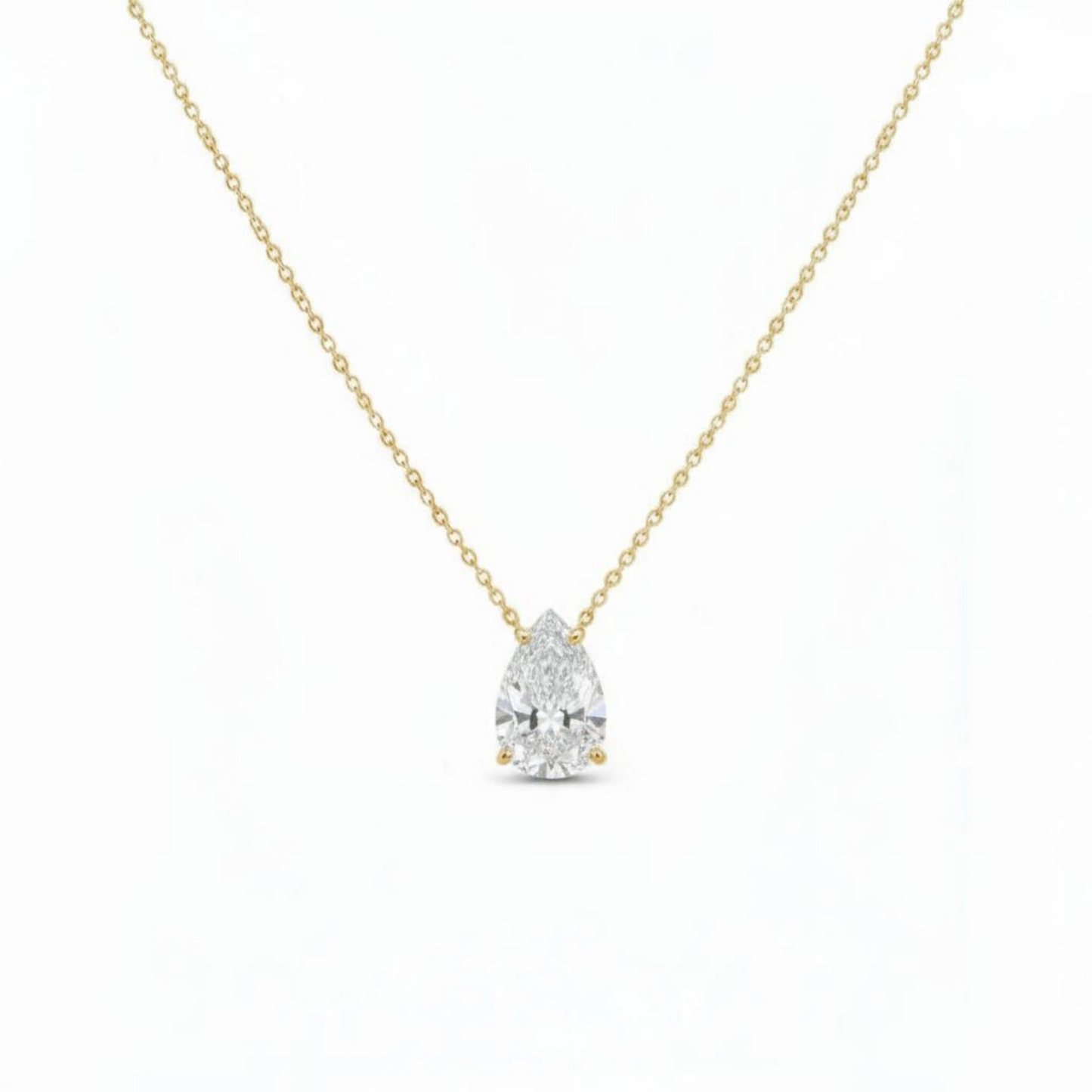 14Kt Gold 3 Ct IGI Certified Pear Shape Lab Grown Diamond Solitaire Pendant