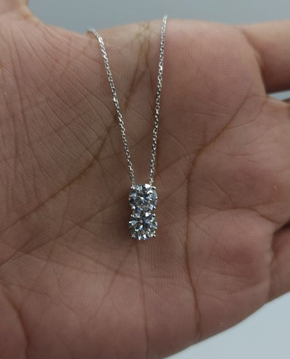 14Kt Gold 1.40 Ct 2 Stone Lab Grown Diamond Necklace Pendant