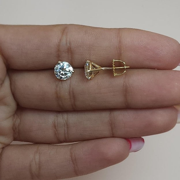 14Kt Gold 3 Prong Martini 3.50Ct IGI Certified Lab Grown Diamond Stud Earrings