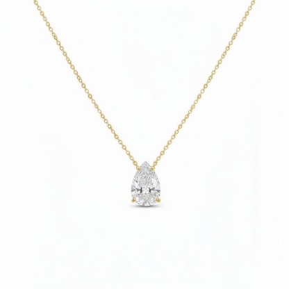 14Kt Gold 1.50 Ct IGI Certified Pear Shape Lab Grown Diamond Solitaire Pendant