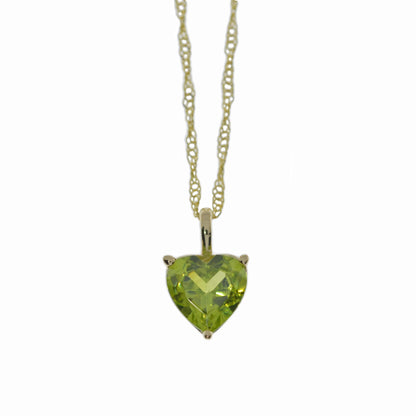 14Kt Gold Peridot Heart Pendant Necklace