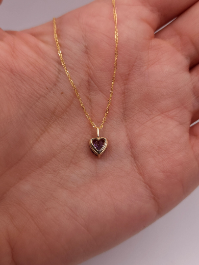 14Kt Gold Alexandrite Heart Pendant Necklace
