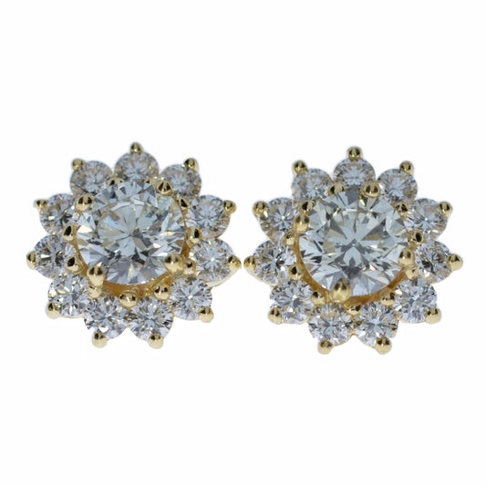 14Kt Gold 3.34 Ct Lab Grown Halo Diamond Earrings