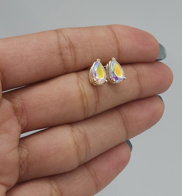 14Kt Gold Mercury Mist Mystic Topaz Teardrop Pear Shape Stud Earrings