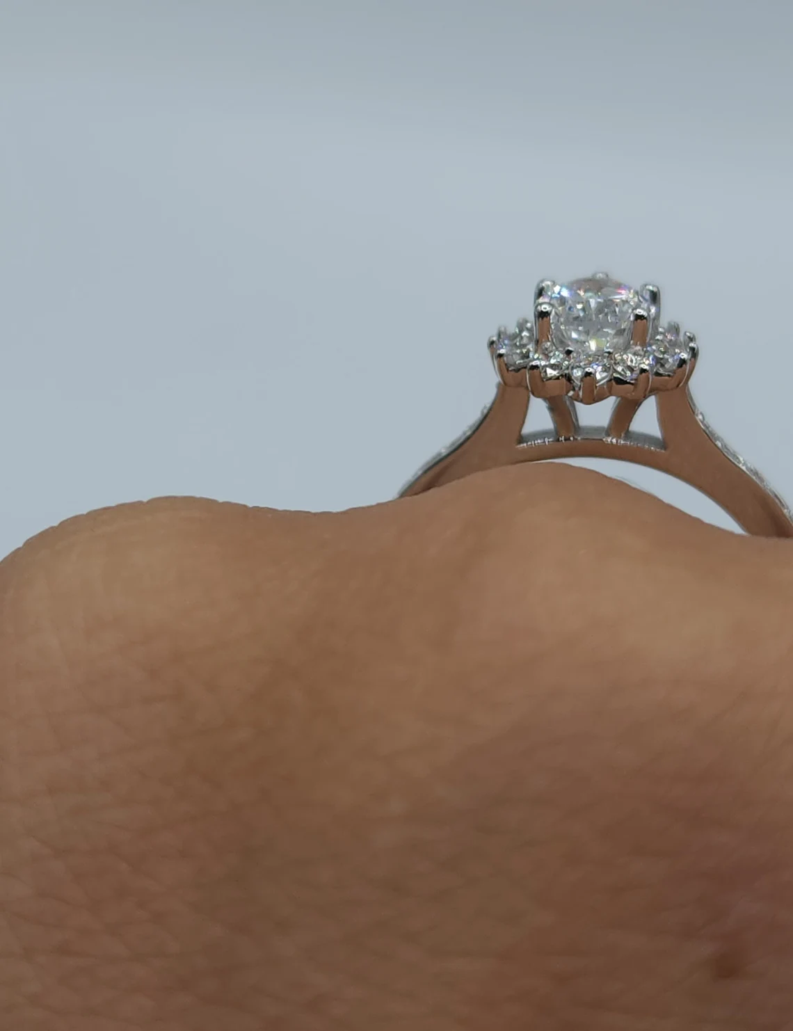 14Kt Gold 1.16 Ct Lab Grown Teardrop Diamond Halo Engagement Ring