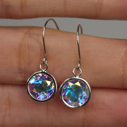 14Kt Gold Mercury Mist Mystic Topaz Bezel Dangle Earrings