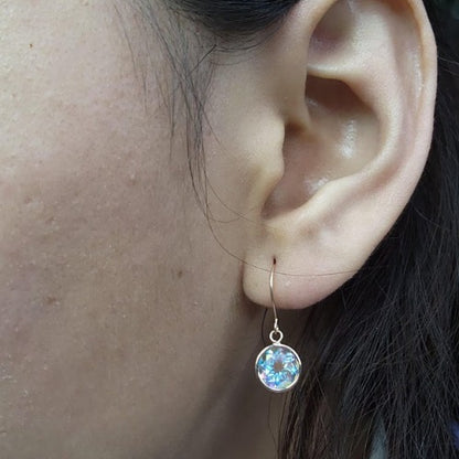 14Kt Gold Mercury Mist Mystic Topaz Bezel Dangle Earrings