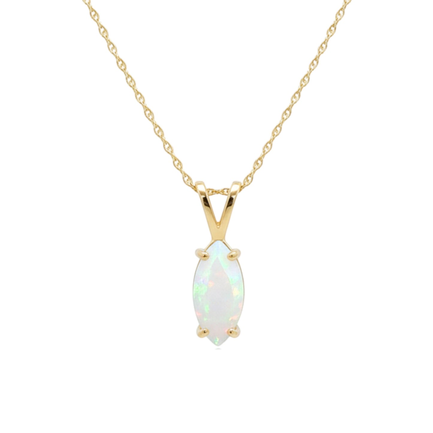 14Kt Gold Opal Marquise Pendant Necklace