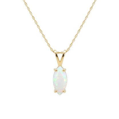 14Kt Gold Opal Marquise Pendant Necklace