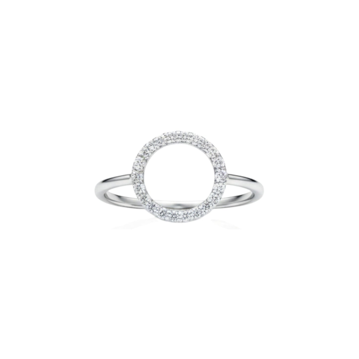 14Kt Gold Genuine Natural Diamond Open Circle Design Ring