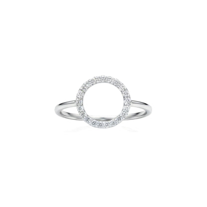 14Kt Gold Genuine Natural Diamond Open Circle Design Ring