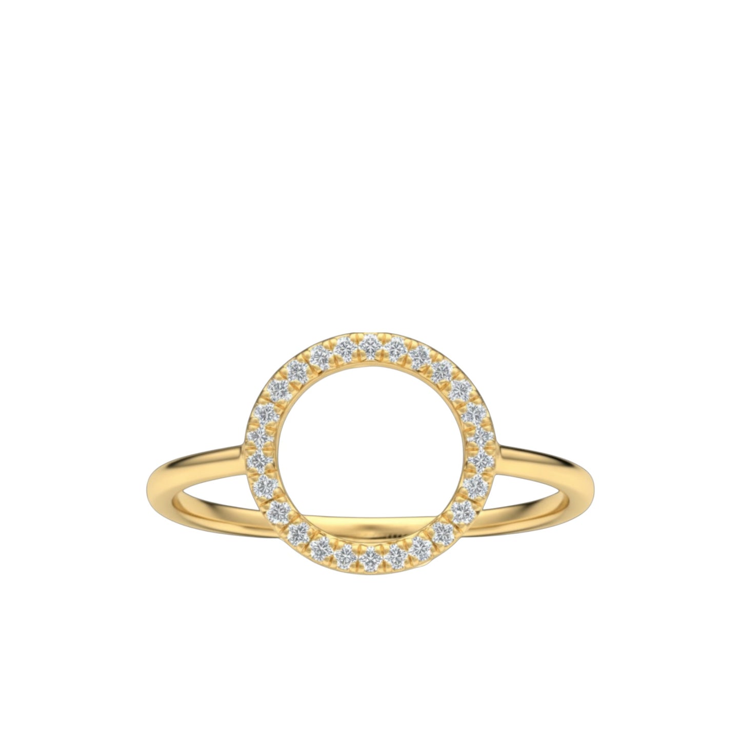 14Kt Gold Genuine Natural Diamond Open Circle Design Ring