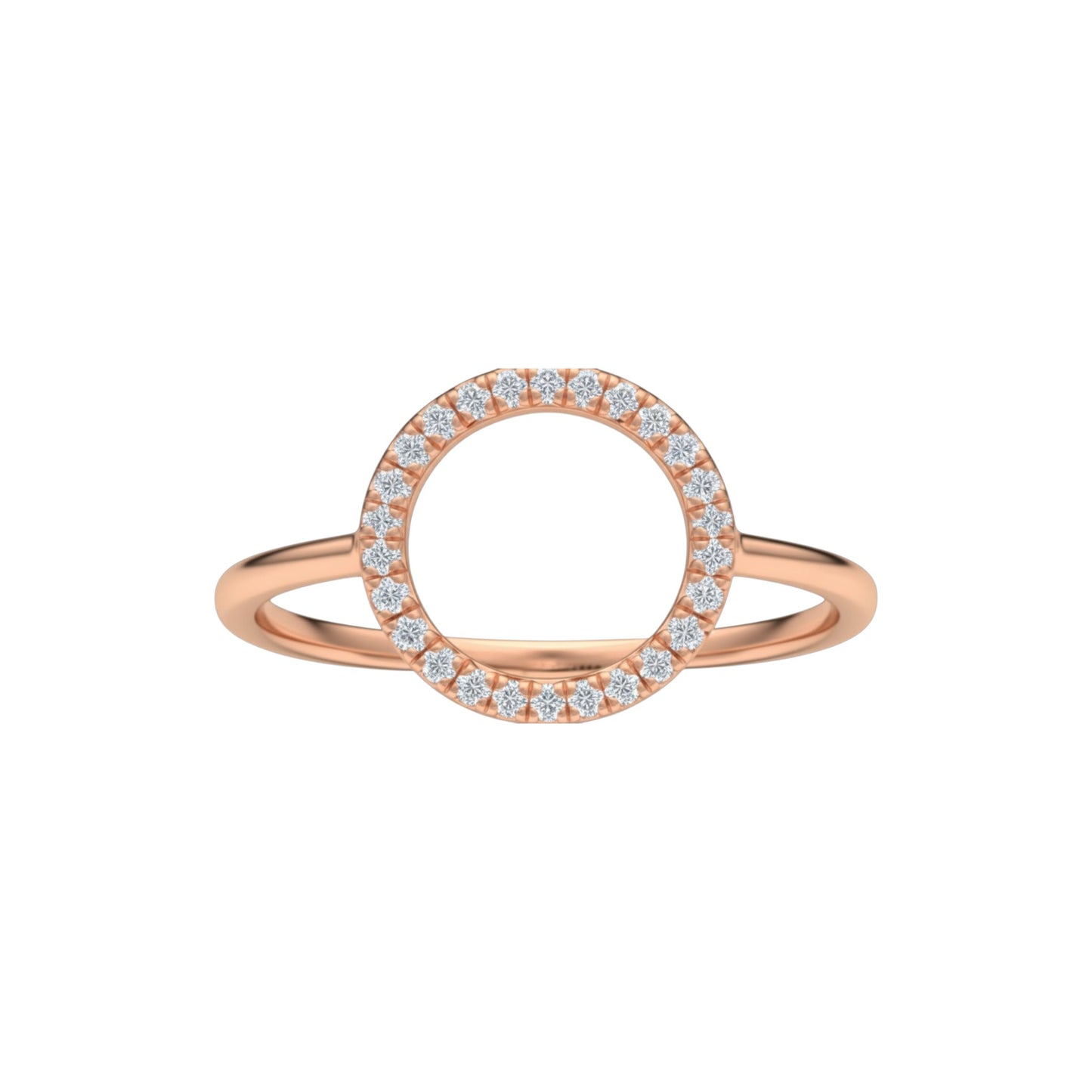 14Kt Gold Genuine Natural Diamond Open Circle Design Ring