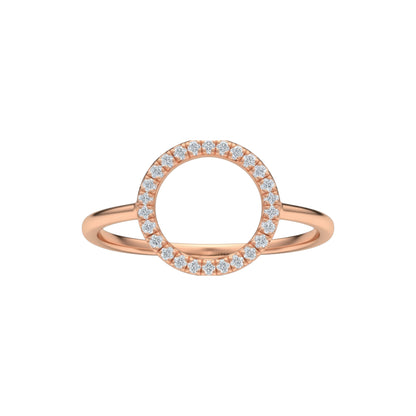 14Kt Gold Genuine Natural Diamond Open Circle Design Ring