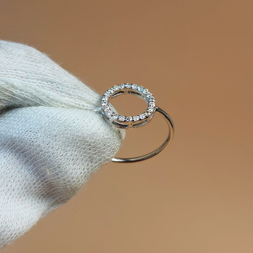 14Kt Gold Genuine Natural Diamond Open Circle Design Ring