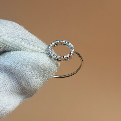 14Kt Gold Genuine Natural Diamond Open Circle Design Ring