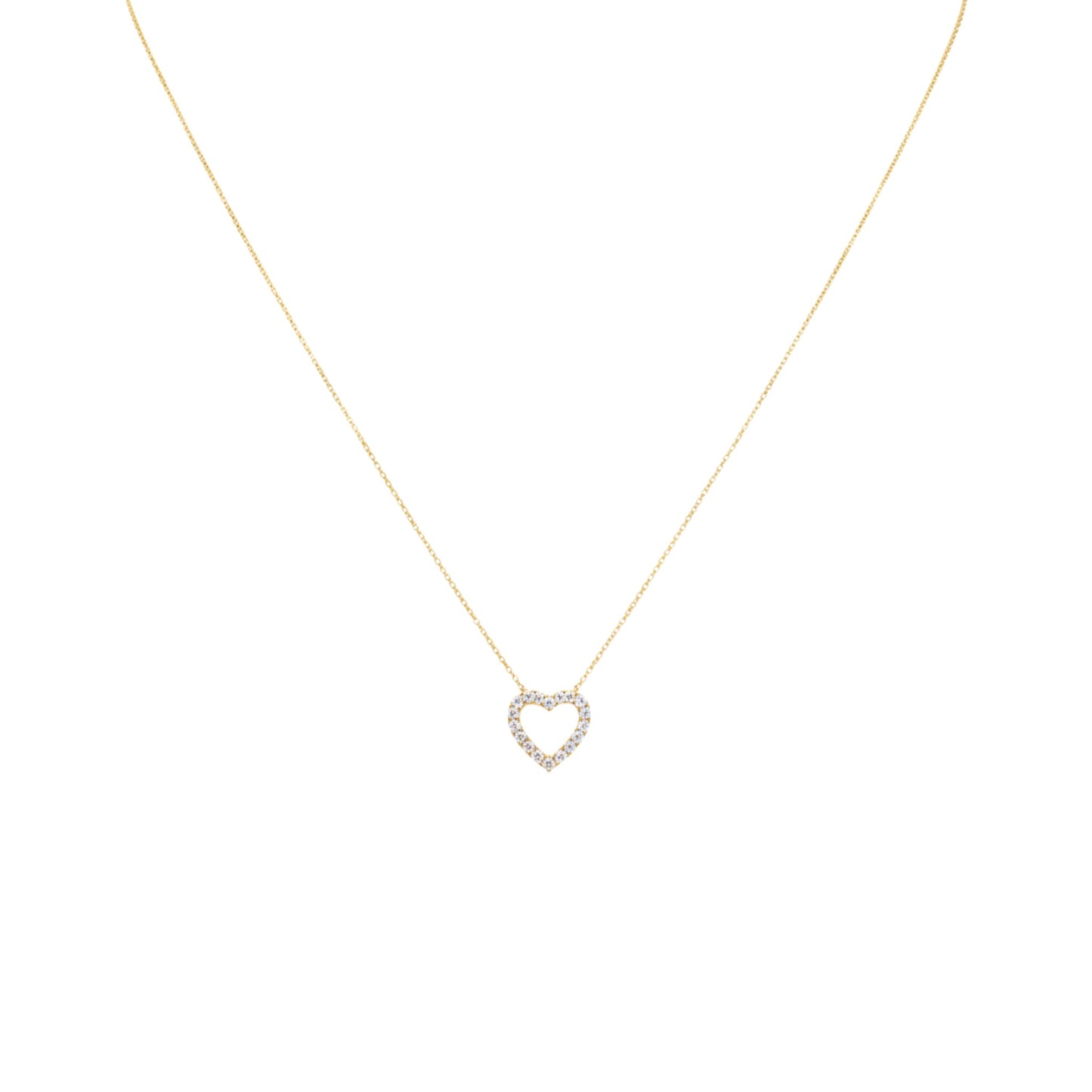 14Kt Gold Lab Grown Open Heart Diamond Pendant Necklace
