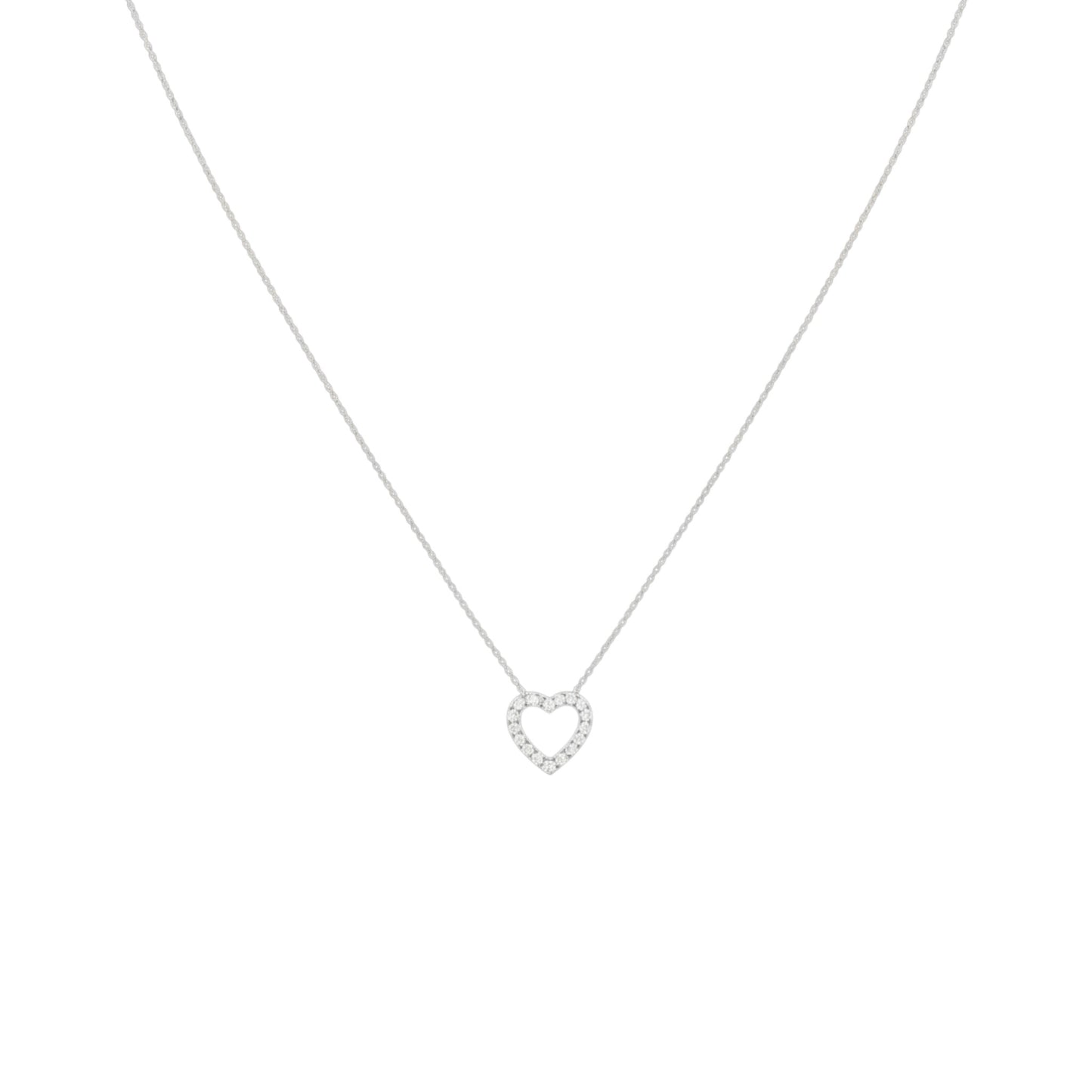 14Kt Gold Lab Grown Open Heart Diamond Pendant Necklace