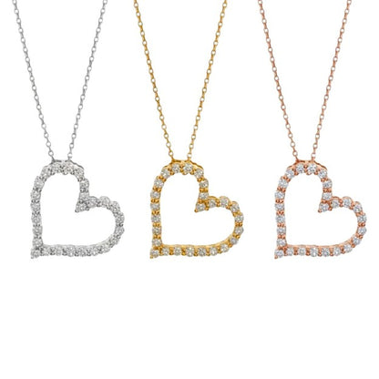 14Kt Gold 0.26 Ct Genuine Natural Diamond heart Pendant Necklace