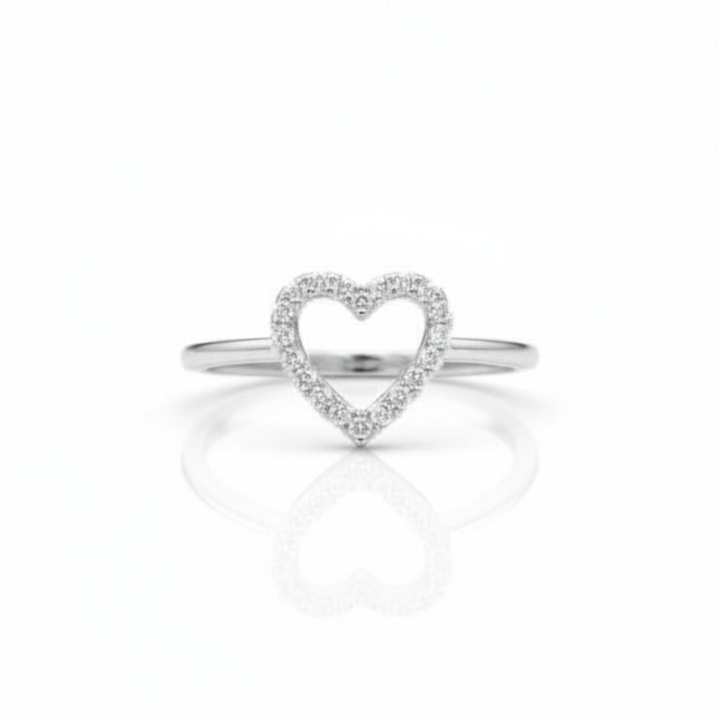 14Kt Gold Genuine Natural Diamond Open Heart Design Ring