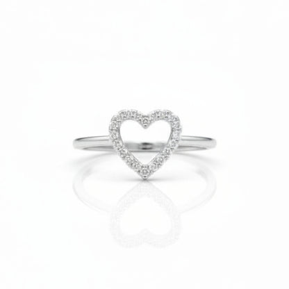 14Kt Gold Genuine Natural Diamond Open Heart Design Ring