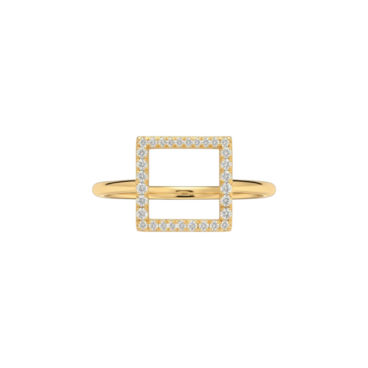 14Kt Gold Genuine Natural Diamond Open Square Design Ring
