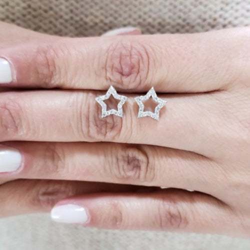 14Kt Gold 0.25 Ct Lab Grown Diamond Open Star Diamond Stud Earrings