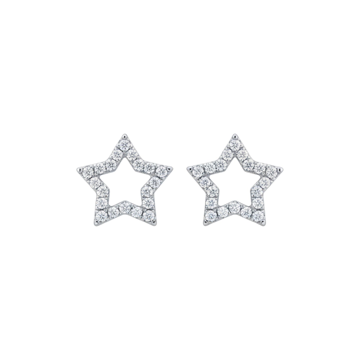 14Kt Gold 0.25 Ct Lab Grown Diamond Open Star Diamond Stud Earrings