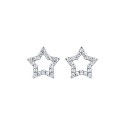 14Kt Gold 0.25 Ct Lab Grown Diamond Open Star Diamond Stud Earrings