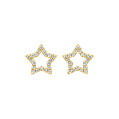 14Kt Gold 0.25 Ct Lab Grown Diamond Open Star Diamond Stud Earrings