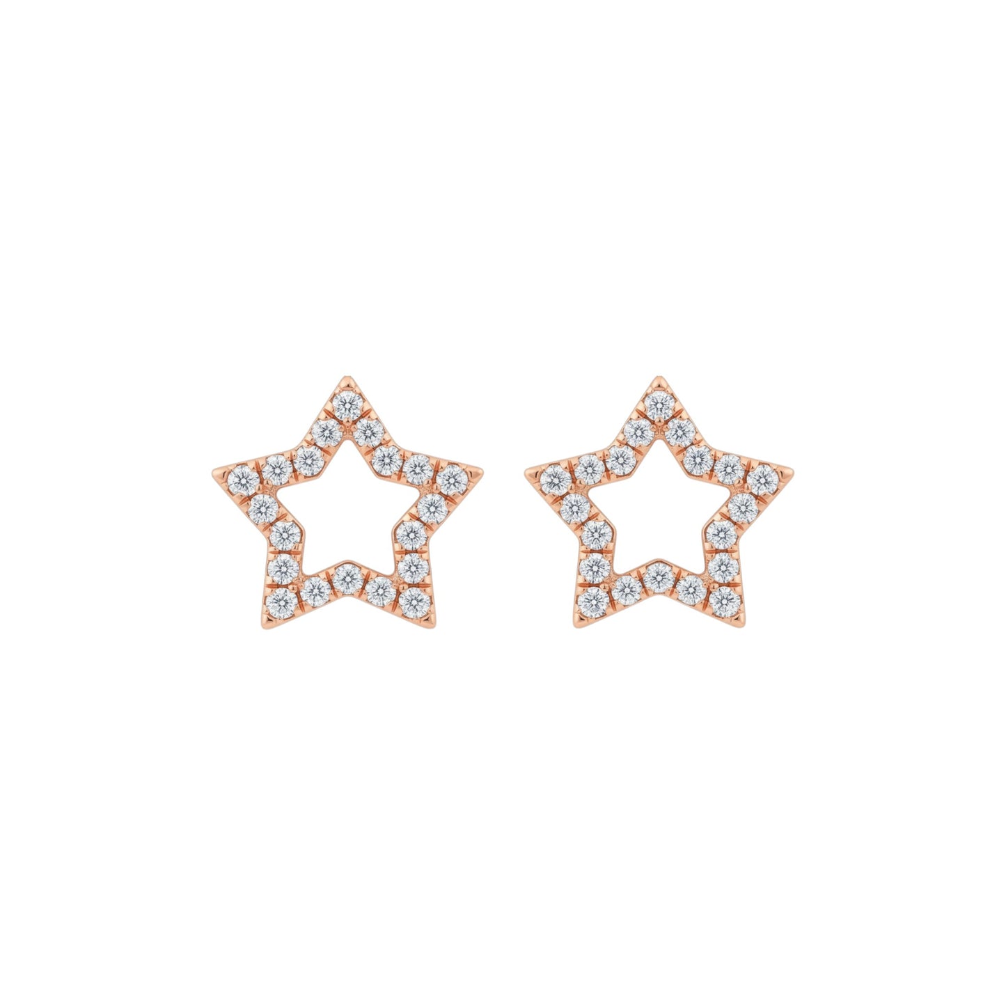 14Kt Gold 0.25 Ct Lab Grown Diamond Open Star Diamond Stud Earrings