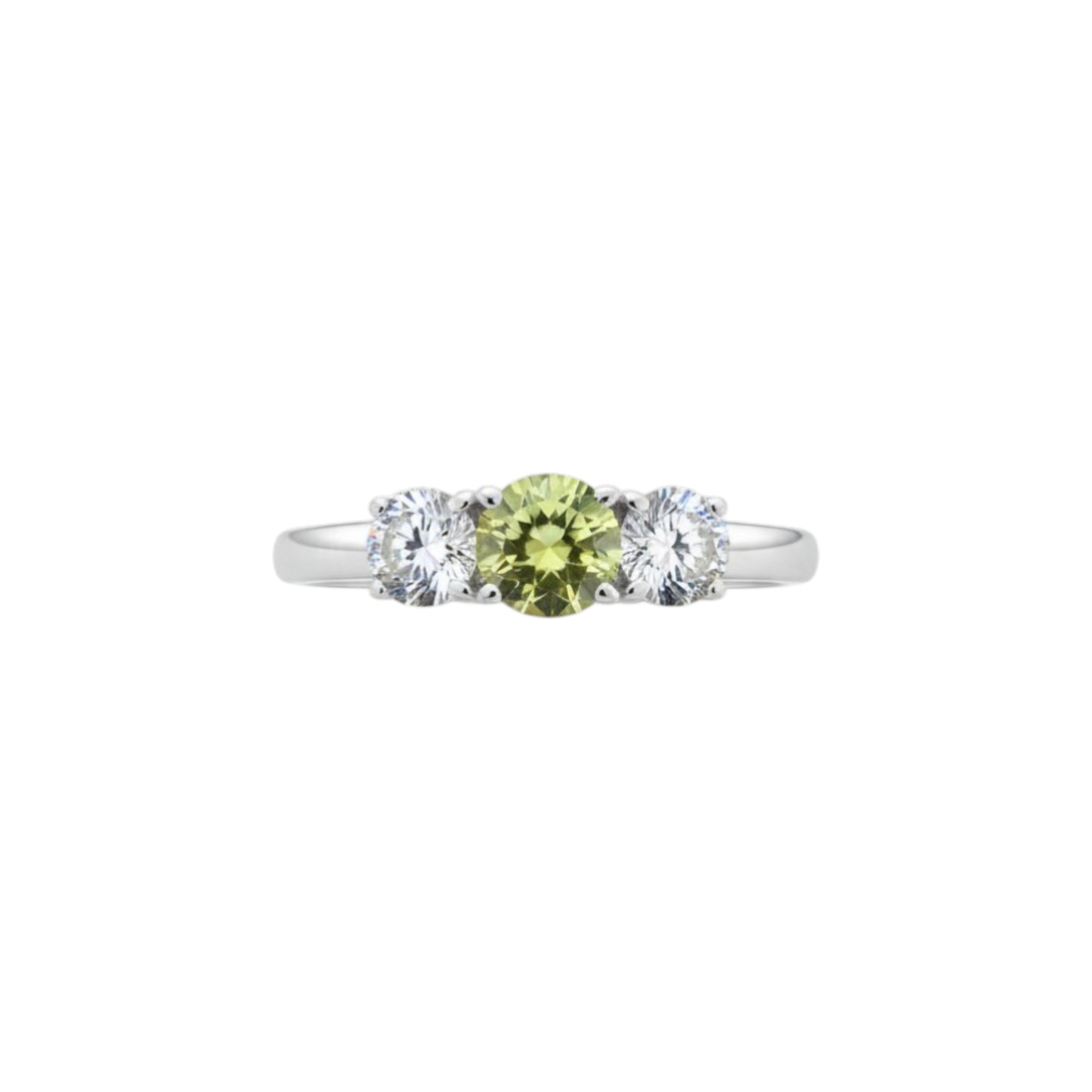 Simulated Peridot & Lab Grown Diamond Round ring .925 Sterling Silver
