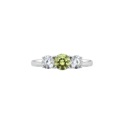 Simulated Peridot & Lab Grown Diamond Round ring .925 Sterling Silver