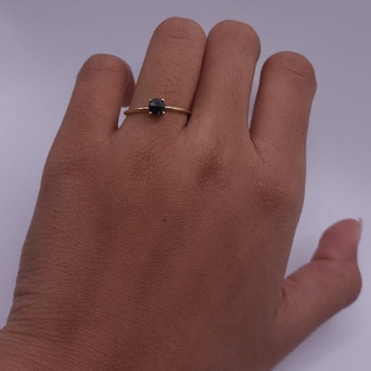 14Kt Gold 0.30 Ct  Natural Rose Cut Black Diamond Ring