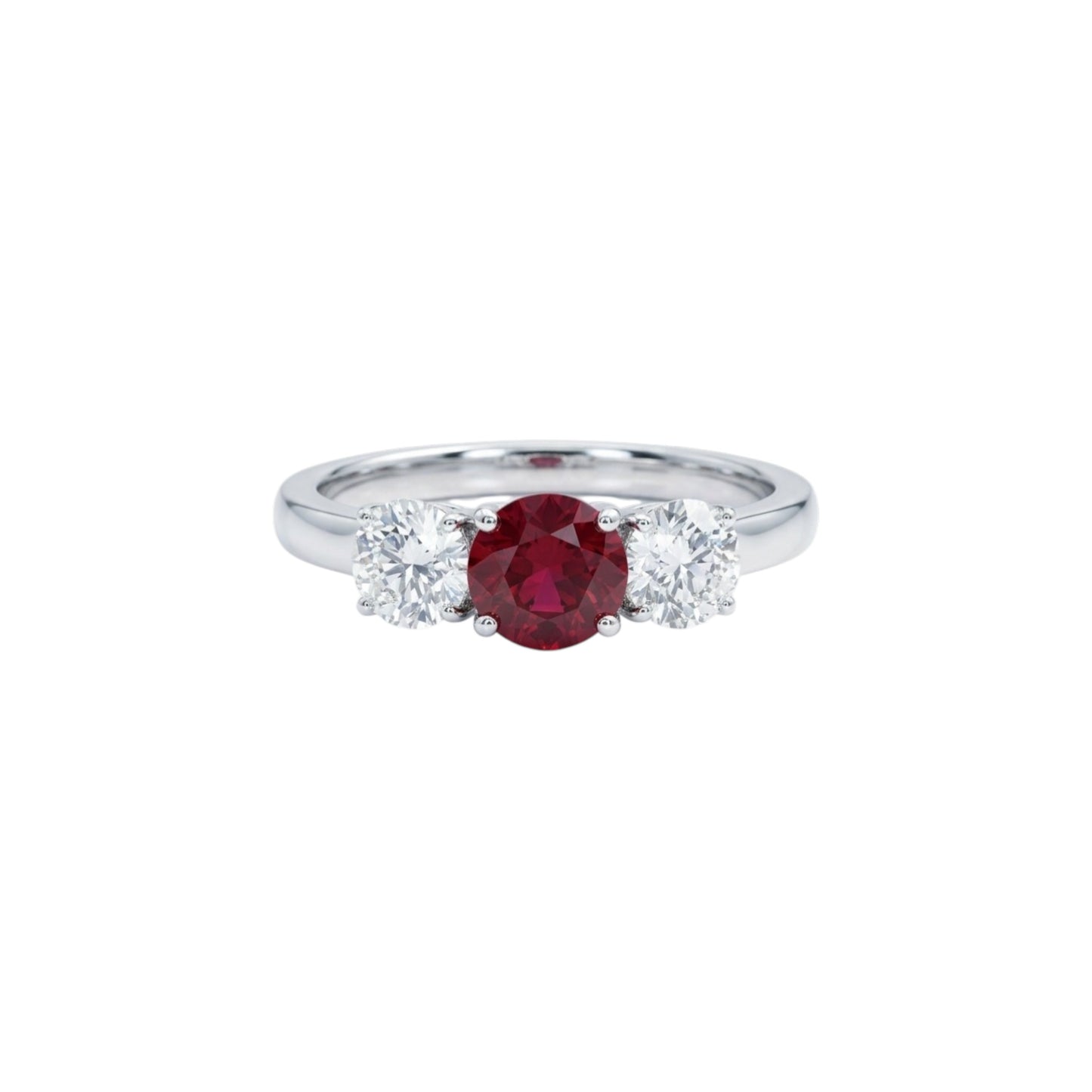 Created Ruby & Lab Grown Diamond Round ring .925 Sterling Silver