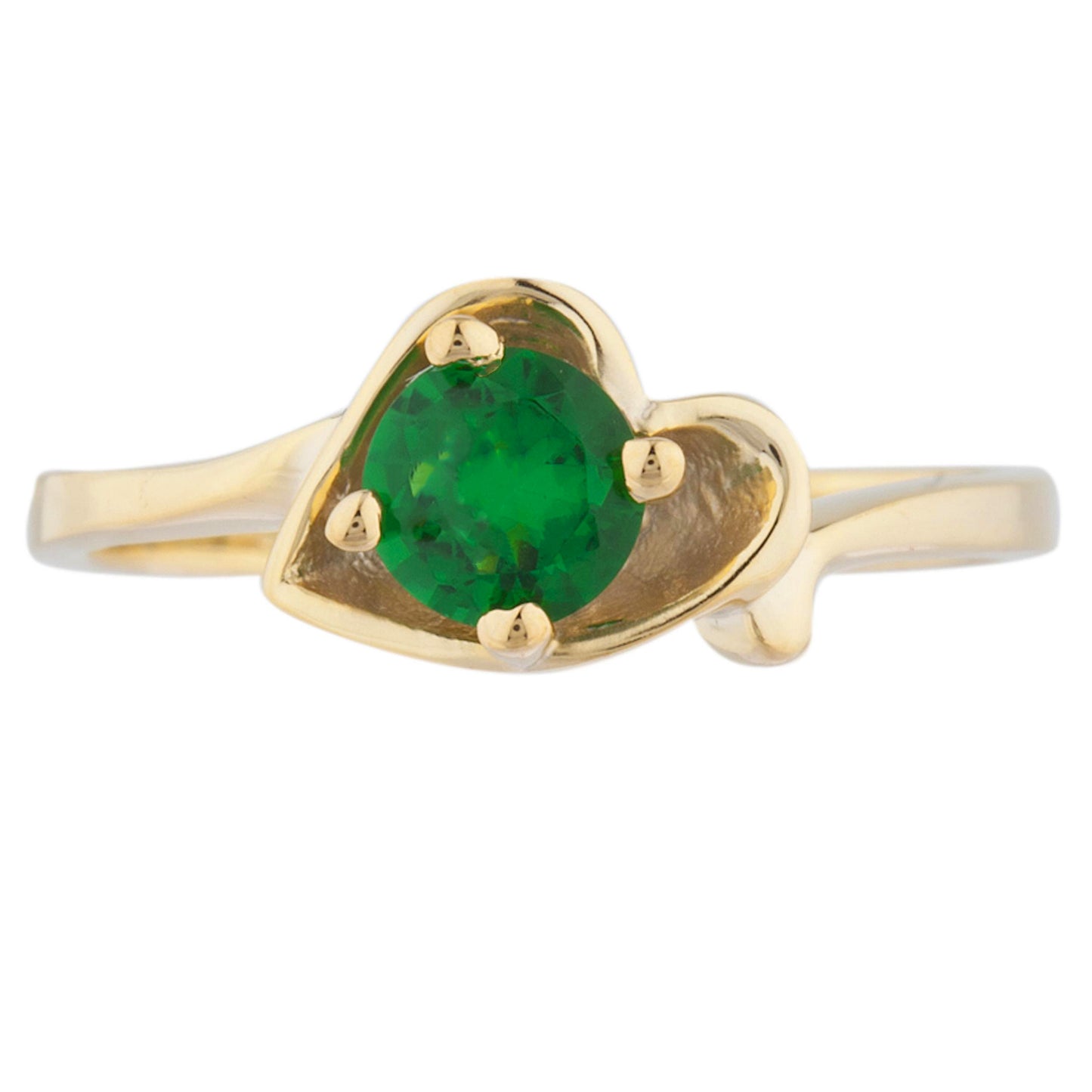 14Kt Gold Emerald Round Heart Ring