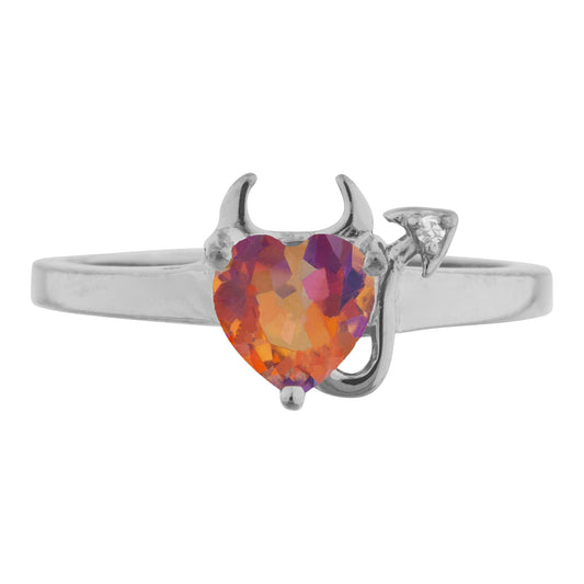 Natural Ecstasy Mystic Topaz & Diamond Devil Heart Ring 14Kt Yellow Gold Rose Gold Silver