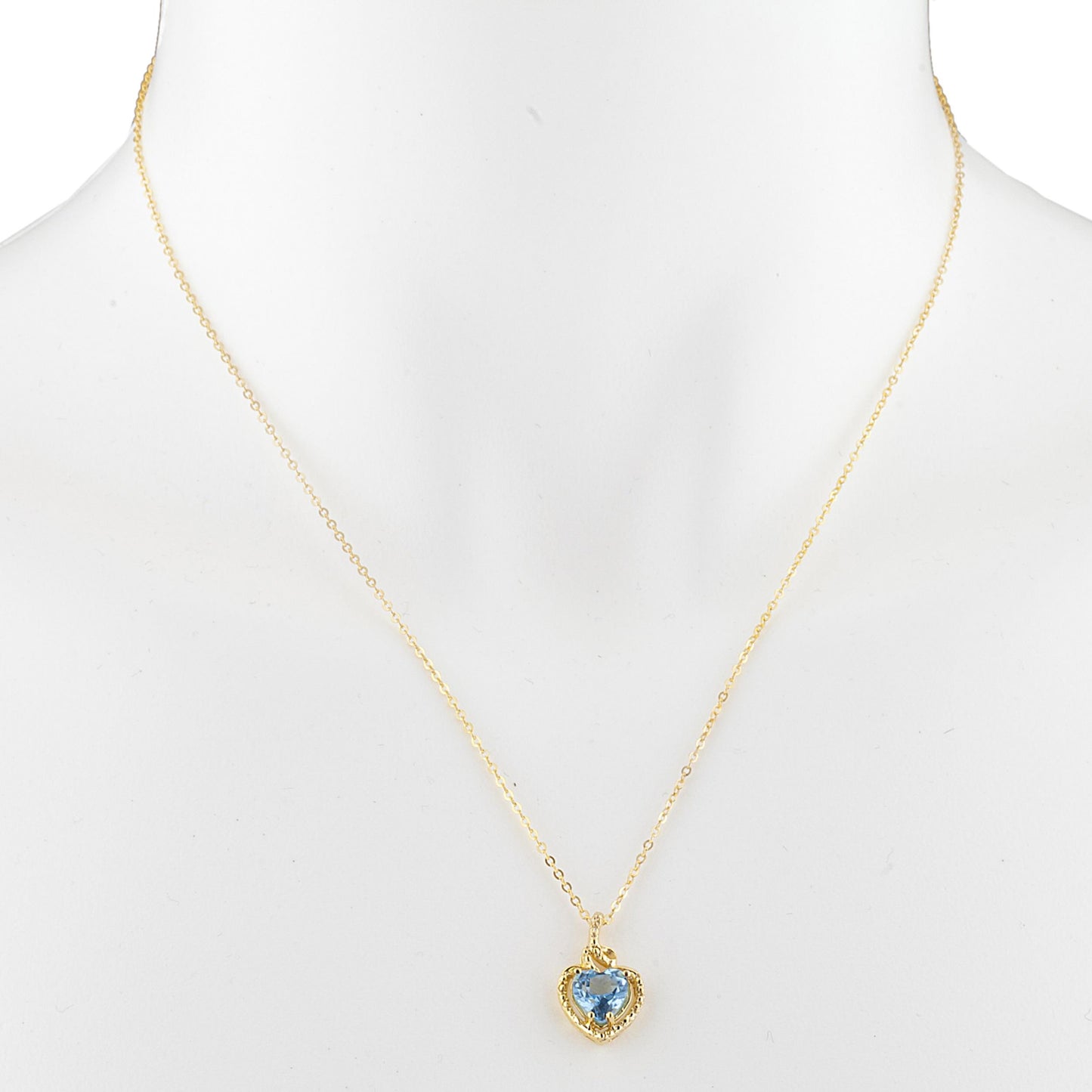 14Kt Yellow Gold Plated Blue Topaz Heart Design Pendant